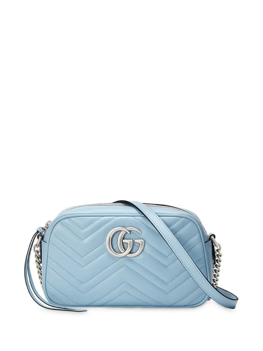 Gucci - small GG Marmont matelassé shoulder bag - women - Leather/Microfibre/Palladium Plated Brass - One Size - Blue