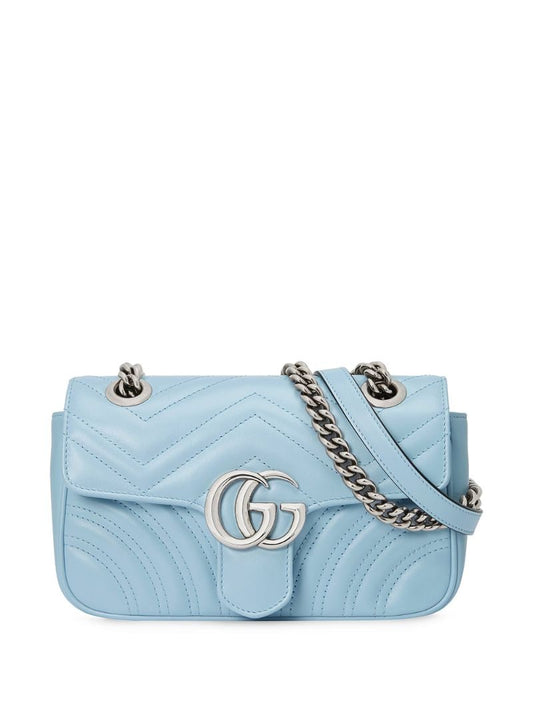 Gucci - GG Marmont matelassé mini bag - women - Leather/Viscose/Palladium Plated Brass - One Size - Blue