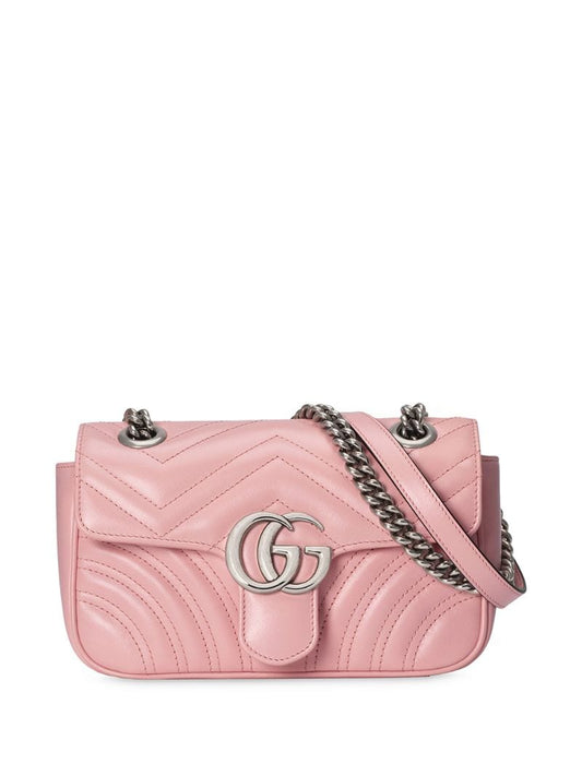 Gucci - GG Marmont matelasse shoulder bag - women - Leather/Platinum Plated Brass/Microfibre - One Size - PINK