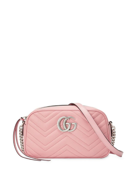 Gucci - small GG Marmont shoulder bag - women - Leather/Microfibre/Palladium Plated Brass - One Size - PINK