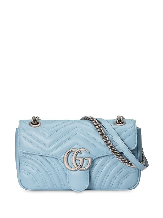 Gucci - GG Marmont shoulder bag - women - Leather/Microfibre/Palladium Plated Brass - One Size - Blue