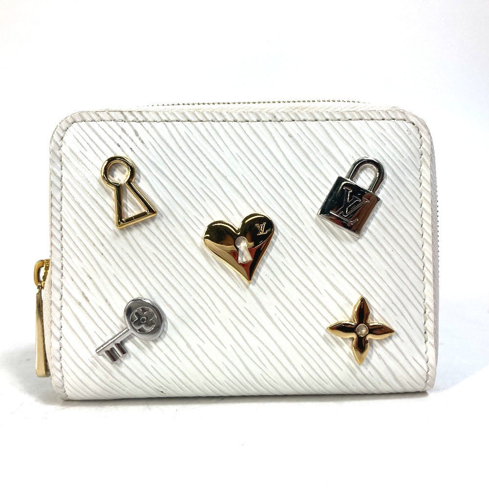 LOUIS VUITTON Coin case M63994 Epi Leather white epi love lock Zip around purse Women