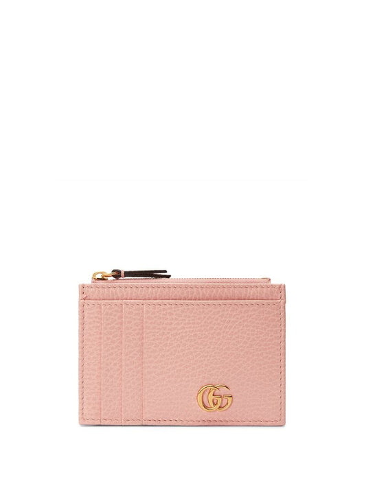 Gucci - Marmont card holder - women - Leather/Polyester/Gold Plated Metal - One Size - PINK