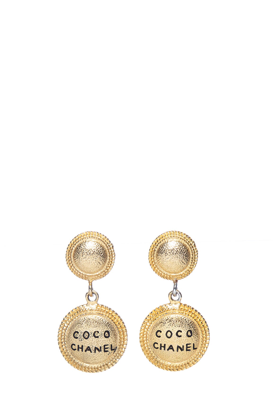 Chanel   Gold Logo Coco Engraved Earrings