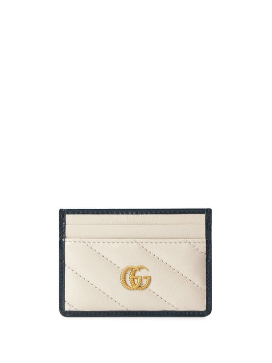 Gucci - GG Marmont cardholder - women - Leather/Viscose/Gold Plated Metal - One Size - White