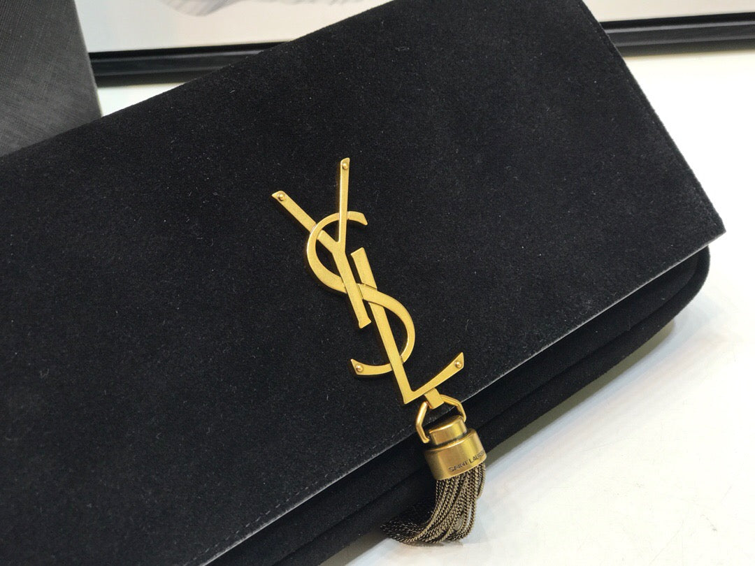 Top Quality Kate Tassel Small Shoulder Bag Black For Women 10.2in/26cm YSL 6042760UD7W1011