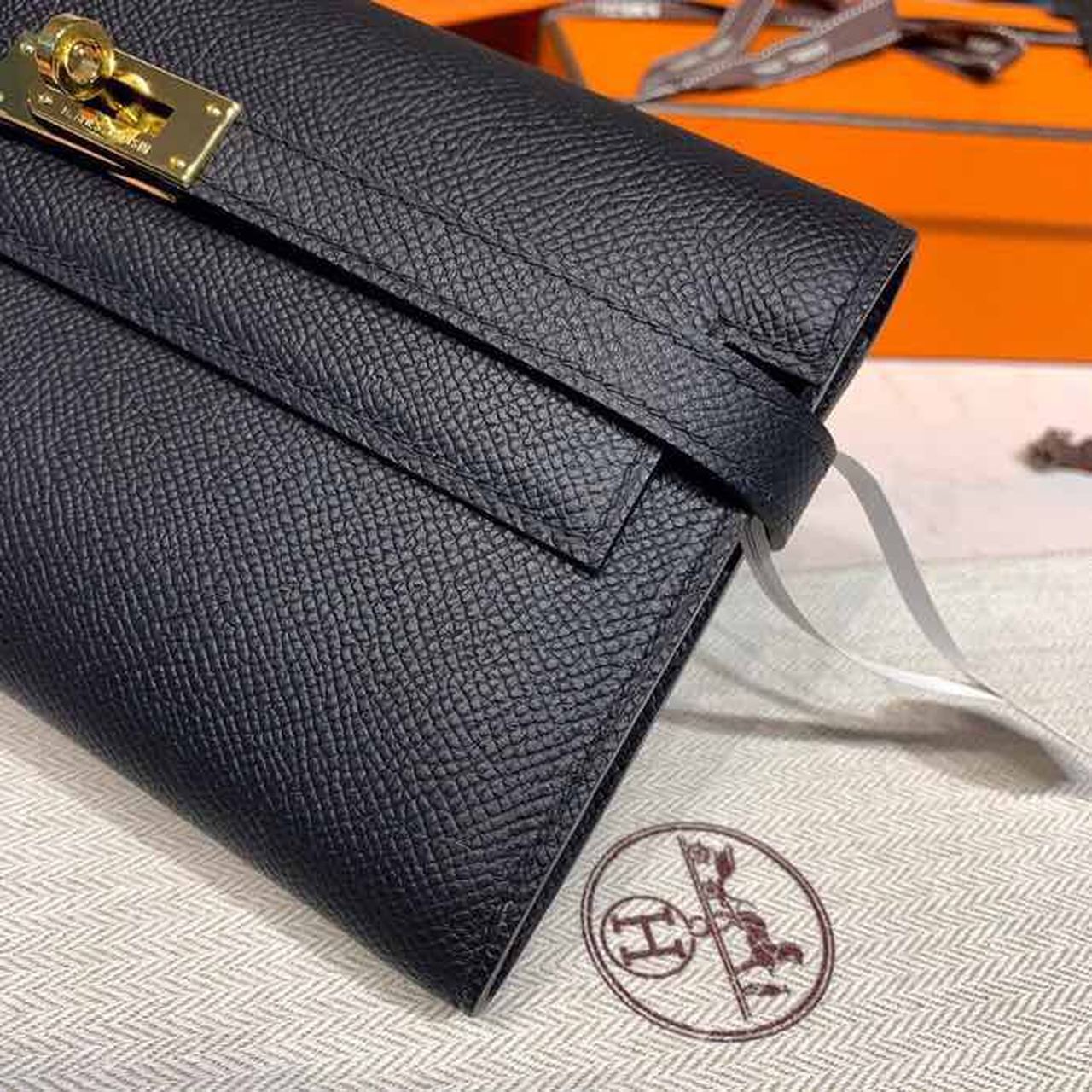 Top Quality Kelly Wallet To Go Woc Black With Gold Toned Hardware Bag For Women 8.2in/21cm