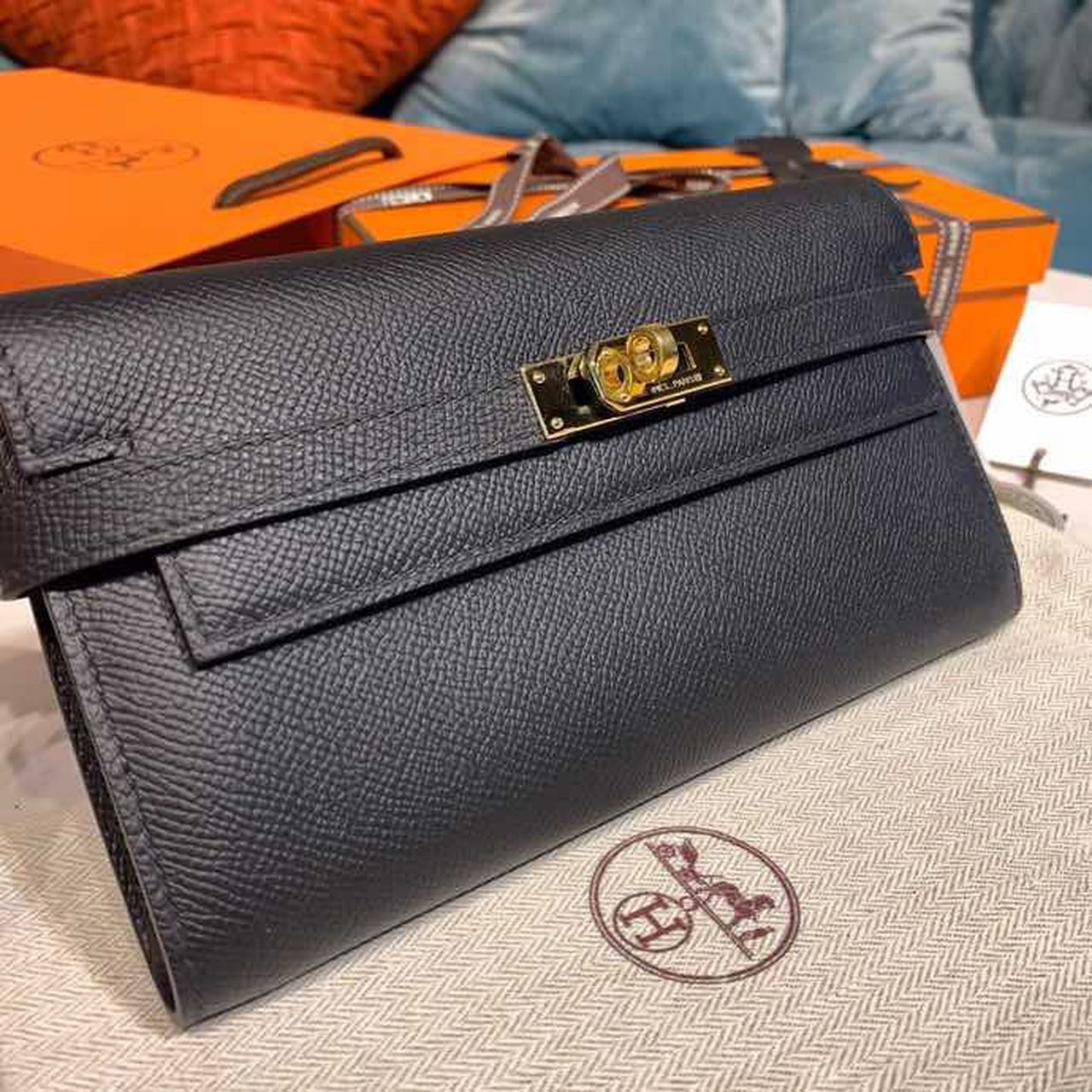 Top Quality Kelly Wallet To Go Woc Black With Gold Toned Hardware Bag For Women 8.2in/21cm