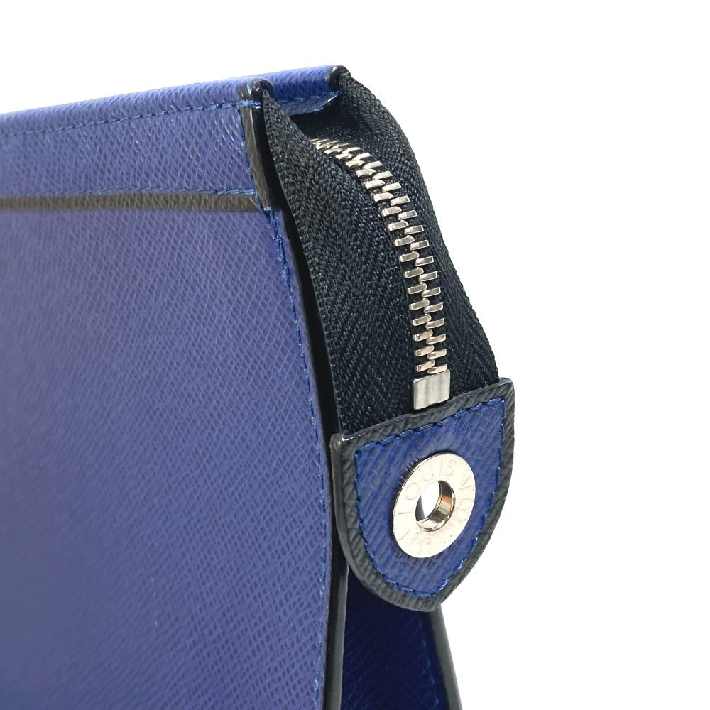 LOUIS VUITTON business bag M30575 Taiga Leather blue Taiga Pochette Voyage MM mens  d