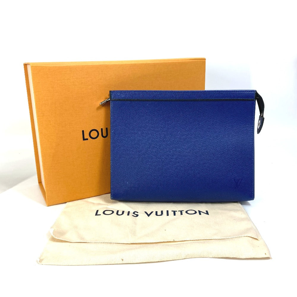 LOUIS VUITTON business bag M30575 Taiga Leather blue Taiga Pochette Voyage MM mens  d