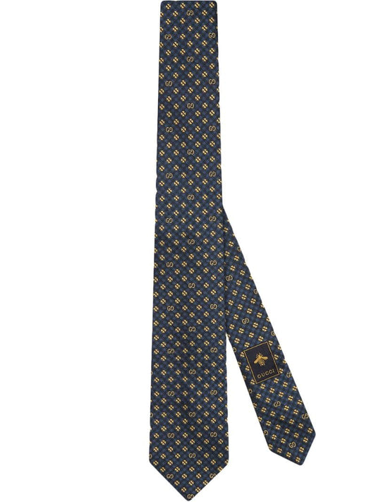 Gucci - logo-embroidered scarf - men - Silk - One Size - Blue