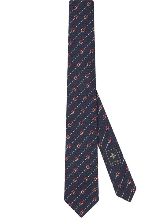 Gucci - logo-embroidered tie - men - Silk/Wool - One Size - Blue