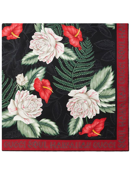 Gucci - floral print scarf - women - Silk - One Size - Black