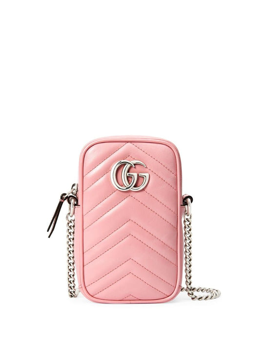 Gucci - GG Marmont leather mini bag - women - Leather/Viscose/Microfibre/Palladium Plated Brass - One Size - PINK