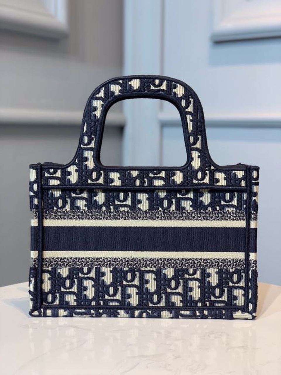 Top Quality Mini Book Tote Bag Blue By Maria Grazia Chiuri For Women 9in/22cm CD S5475ZRIW_M928