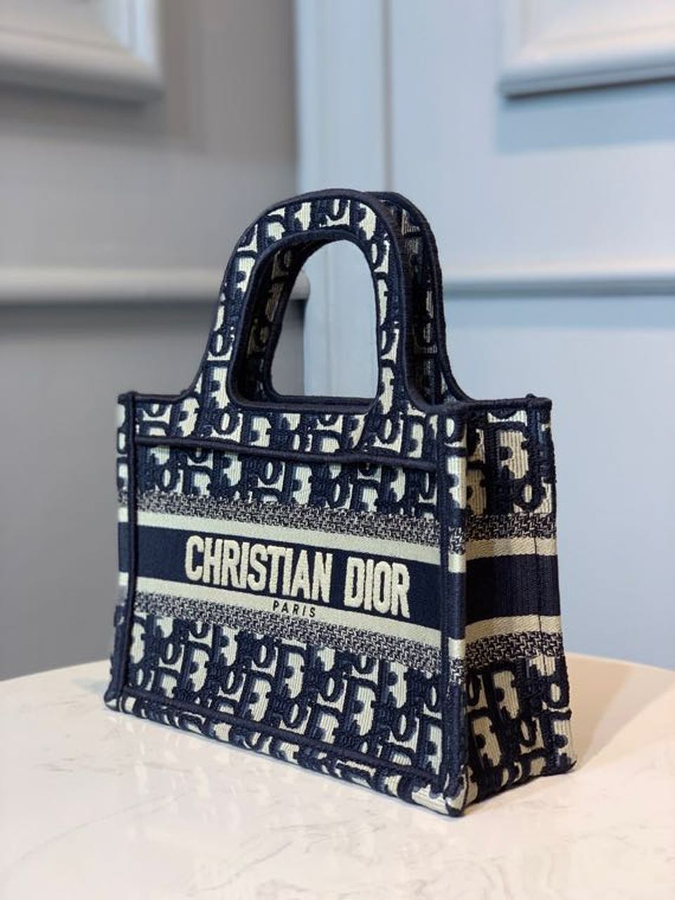 Top Quality Mini Book Tote Bag Blue By Maria Grazia Chiuri For Women 9in/22cm CD S5475ZRIW_M928