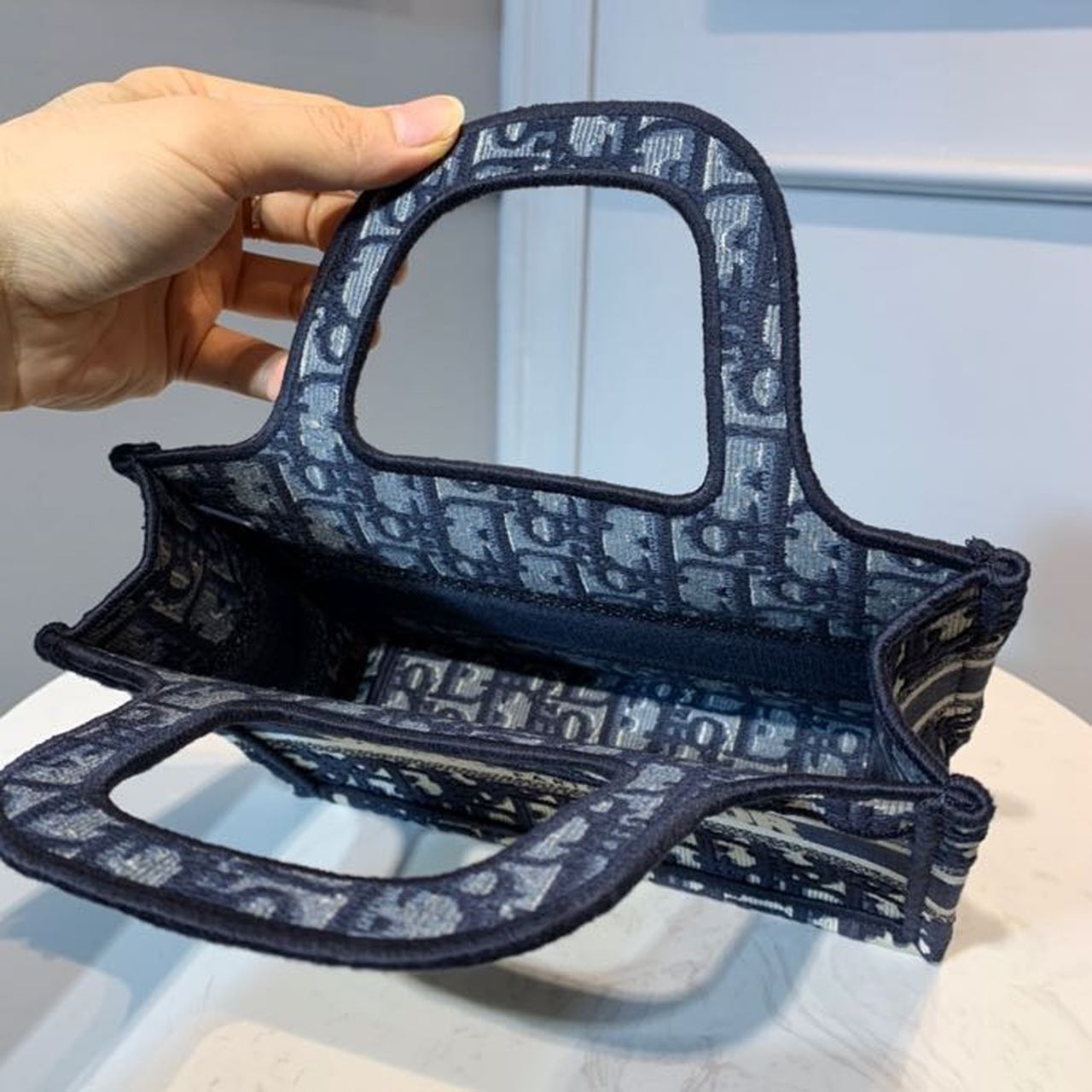 Top Quality Mini Book Tote Bag Blue By Maria Grazia Chiuri For Women 9in/22cm CD S5475ZRIW_M928