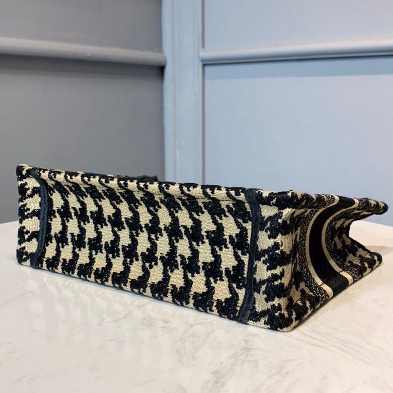 Top Quality Mini Book Tote Bag Herringbone Embroidered Canvas For Women 22cm/9in CD