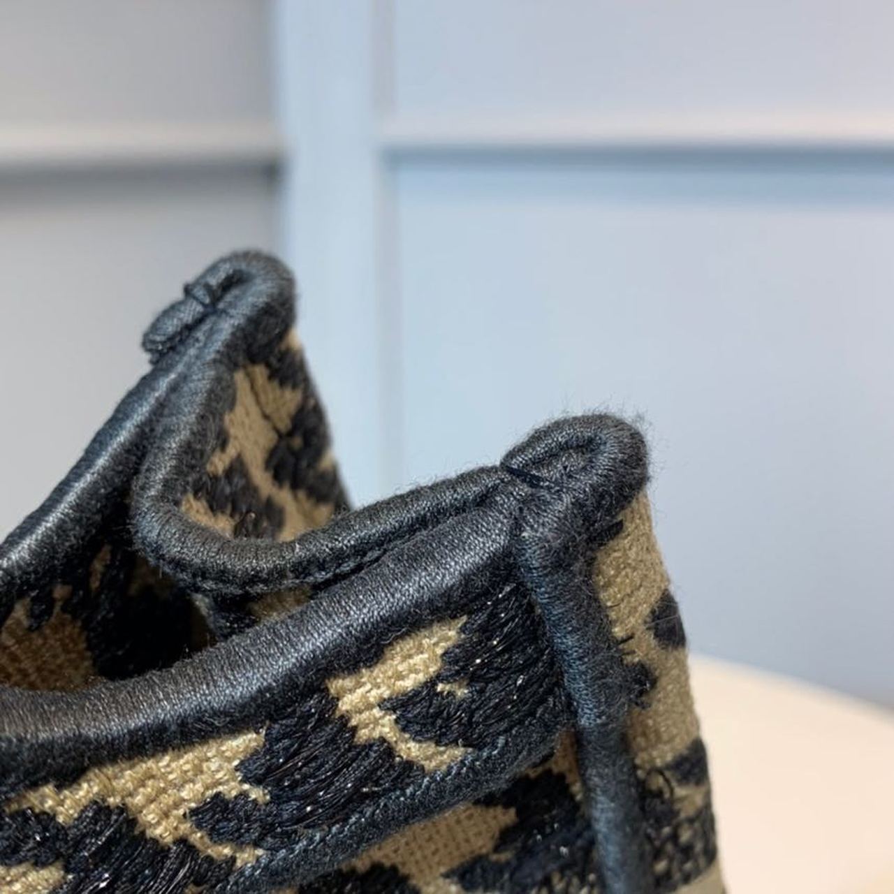 Top Quality Mini Book Tote Bag Herringbone Embroidered Canvas For Women 22cm/9in CD