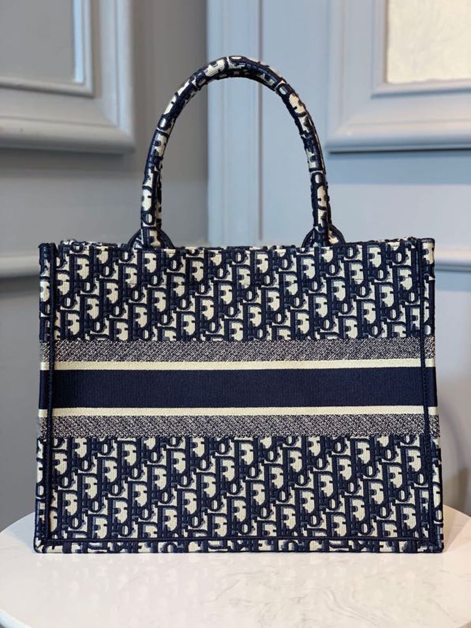 Top Quality MeTop Qualityum Book Tote Bag Blue By Maria Grazia Chiuri For Women 14in/36cm CD M1296ZRIW_M928