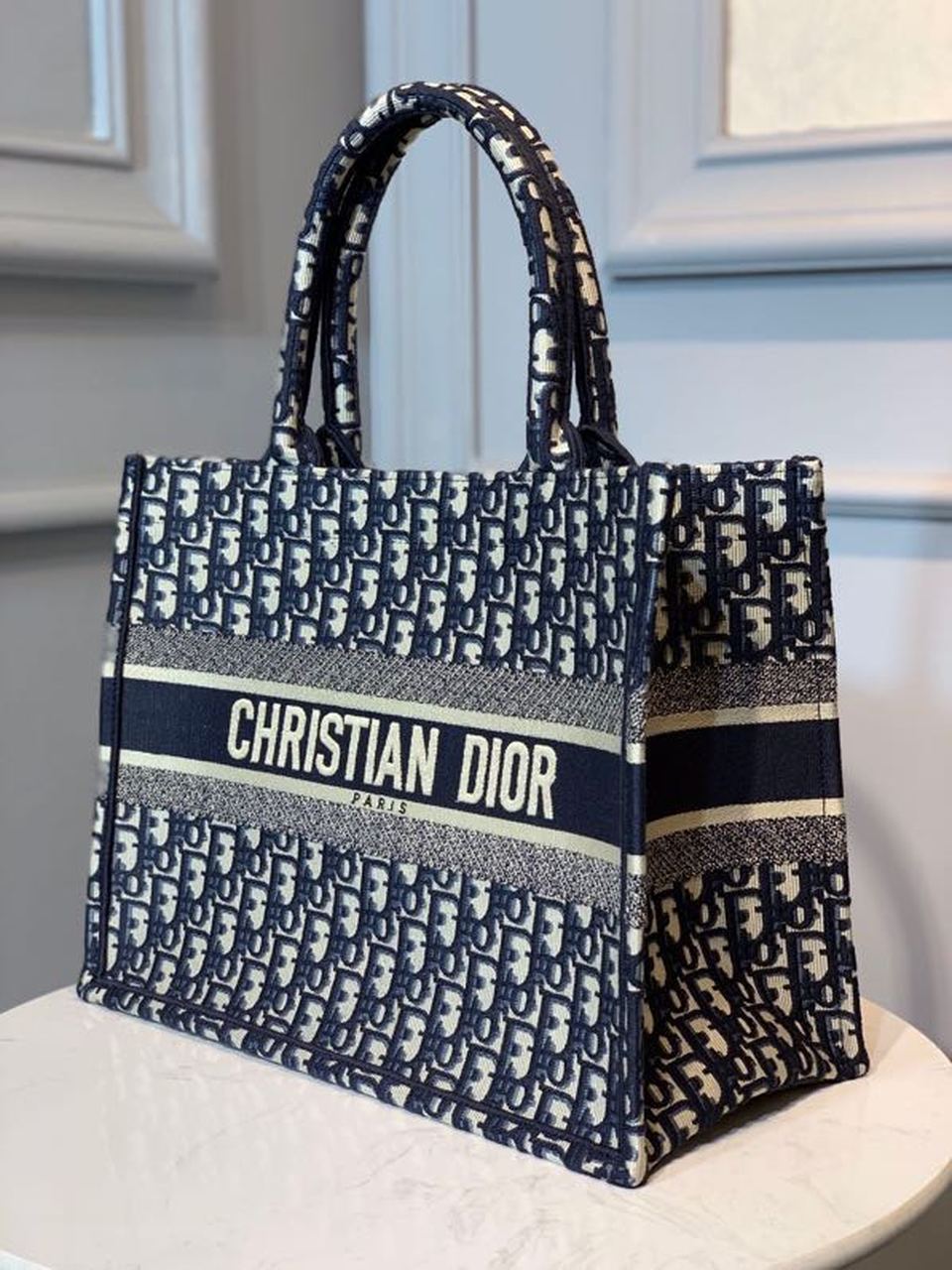 Top Quality MeTop Qualityum Book Tote Bag Blue By Maria Grazia Chiuri For Women 14in/36cm CD M1296ZRIW_M928
