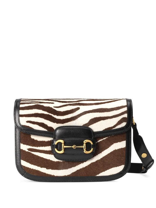 Gucci - Gucci 1955 Horsebit small shoulder bag - women - Leather/Calf Hair - One Size - Brown