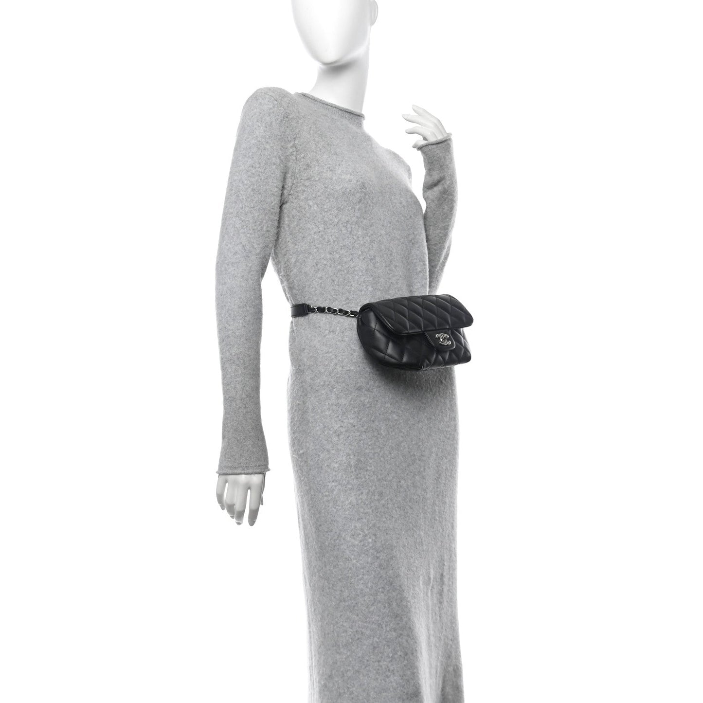 Chanel Calfskin Quilted CC Uniform Flap Belt Bag Black
