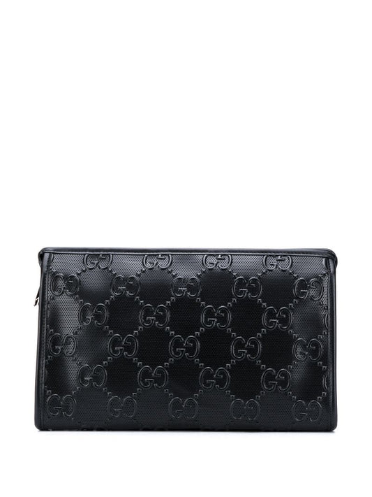 Gucci - GG-embossed clutch - men - Calf Leather - One Size - Black