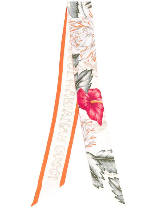 Gucci - Hawaiian print neck bow - women - Silk - One Size - NEUTRALS