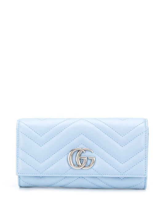 Gucci - GG Marmont continental wallet - women - Calf Leather - One Size - Blue
