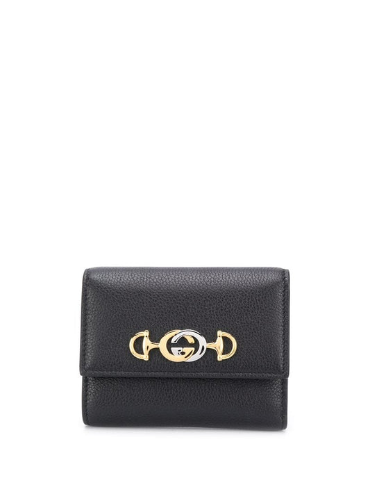 Gucci - Zumi compact wallet - women - Calf Leather - One Size - Black