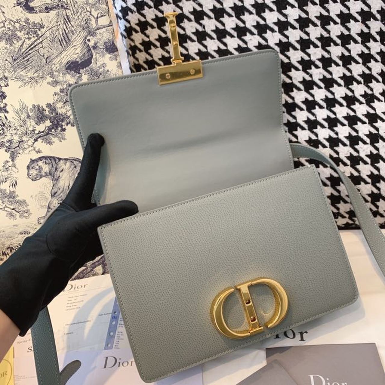 Top Quality MeTop Qualityum 30 Montaigne Bag Blue-Gray Box For Women 24cm/9in CD