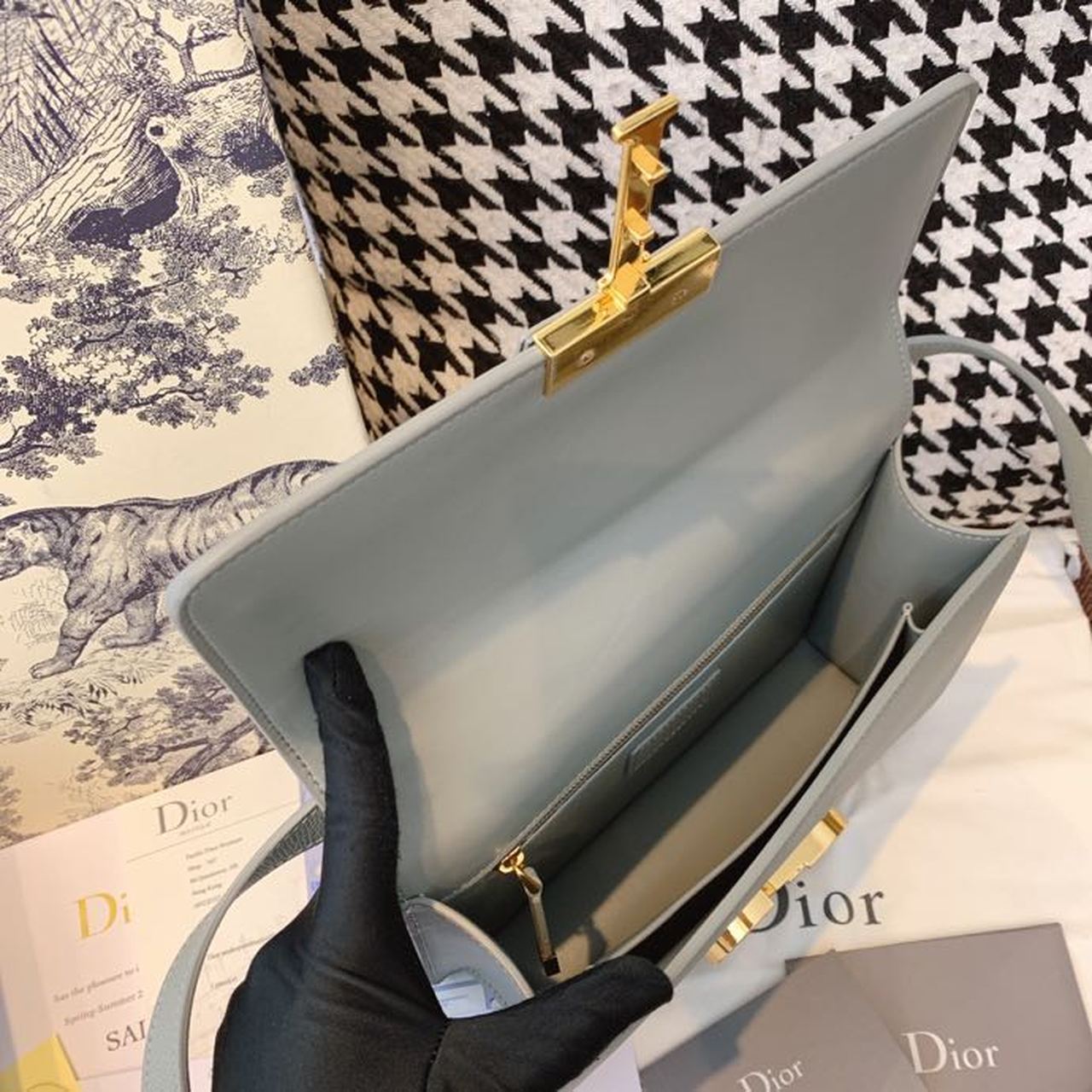 Top Quality MeTop Qualityum 30 Montaigne Bag Blue-Gray Box For Women 24cm/9in CD