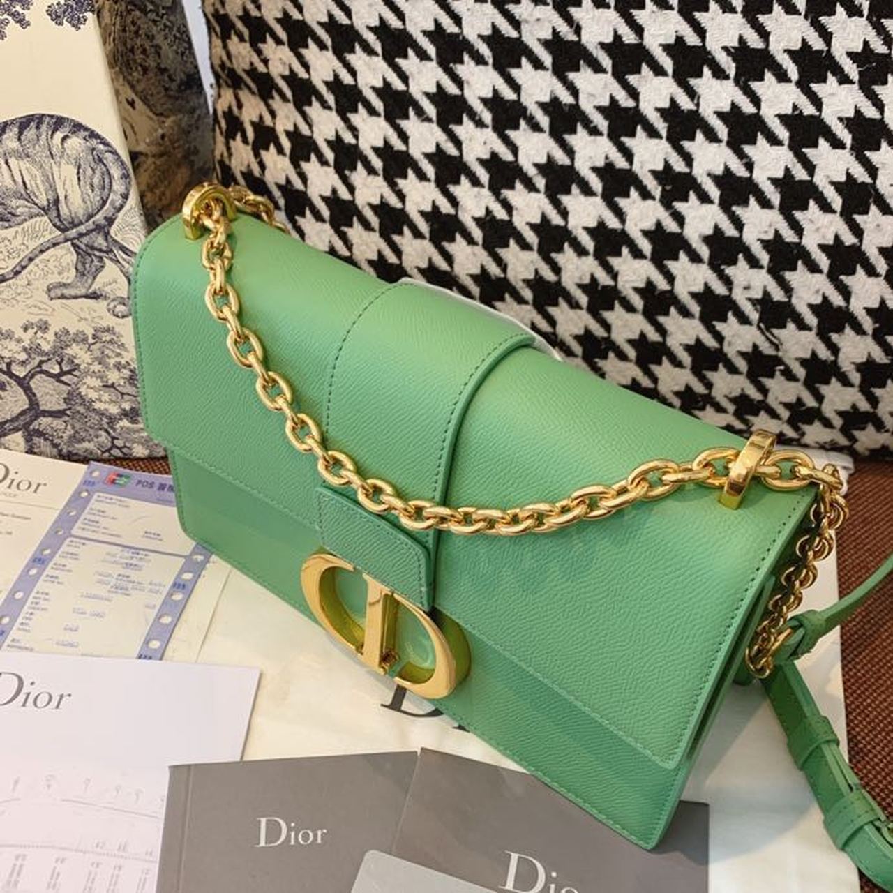 Top Quality 30 Montaigne Chained Bag Deep Mint Green Box For Women 24cm/9in CD