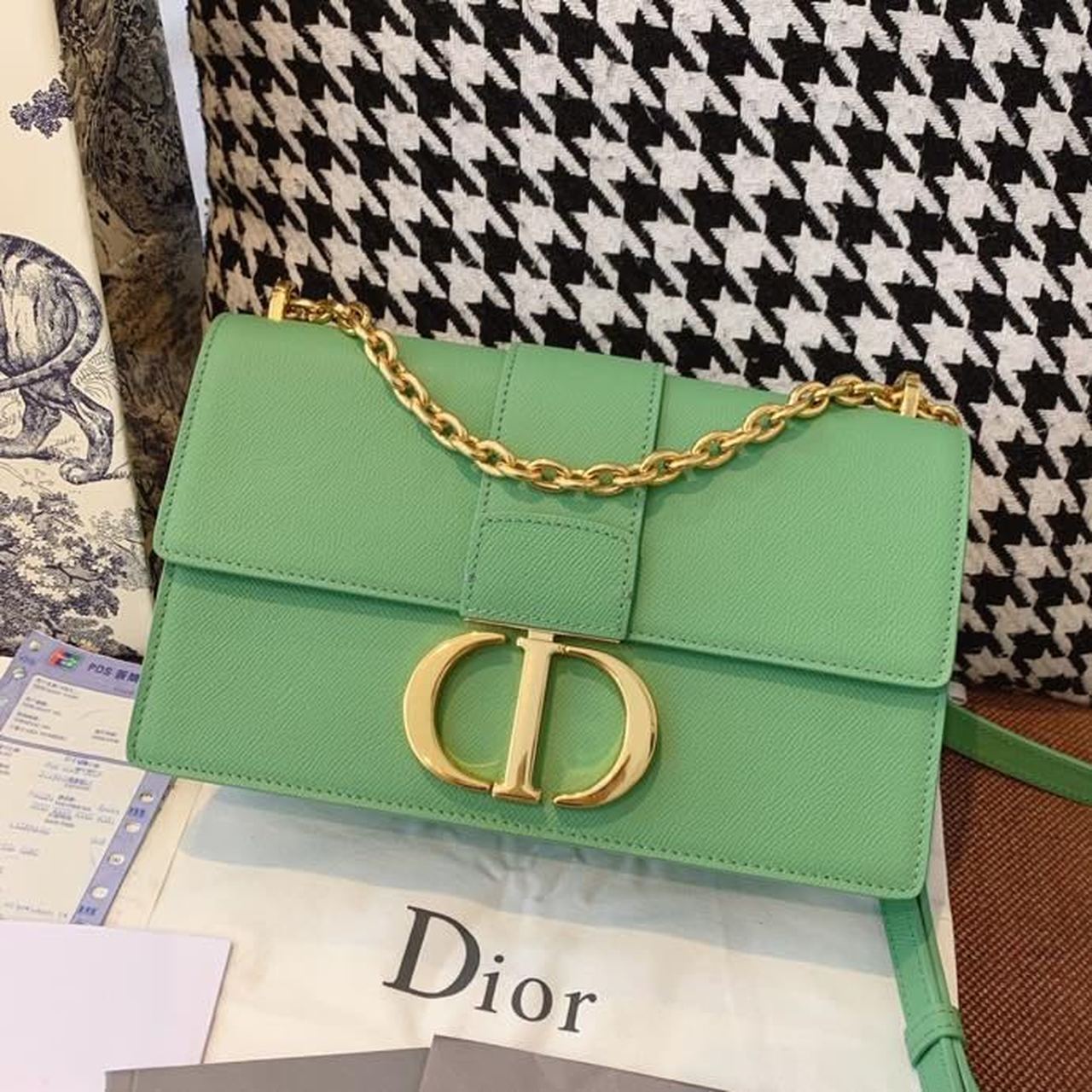 Top Quality 30 Montaigne Chained Bag Deep Mint Green Box For Women 24cm/9in CD
