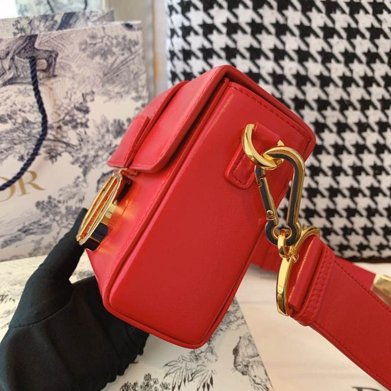 Top Quality Mini 30 Montaigne Bag Gold Toned Hardware Red For Women 18cm/7in CD
