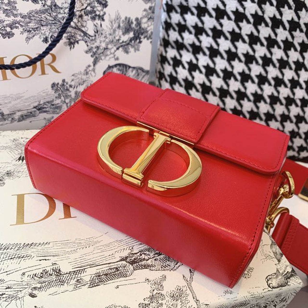 Top Quality Mini 30 Montaigne Bag Gold Toned Hardware Red For Women 18cm/7in CD