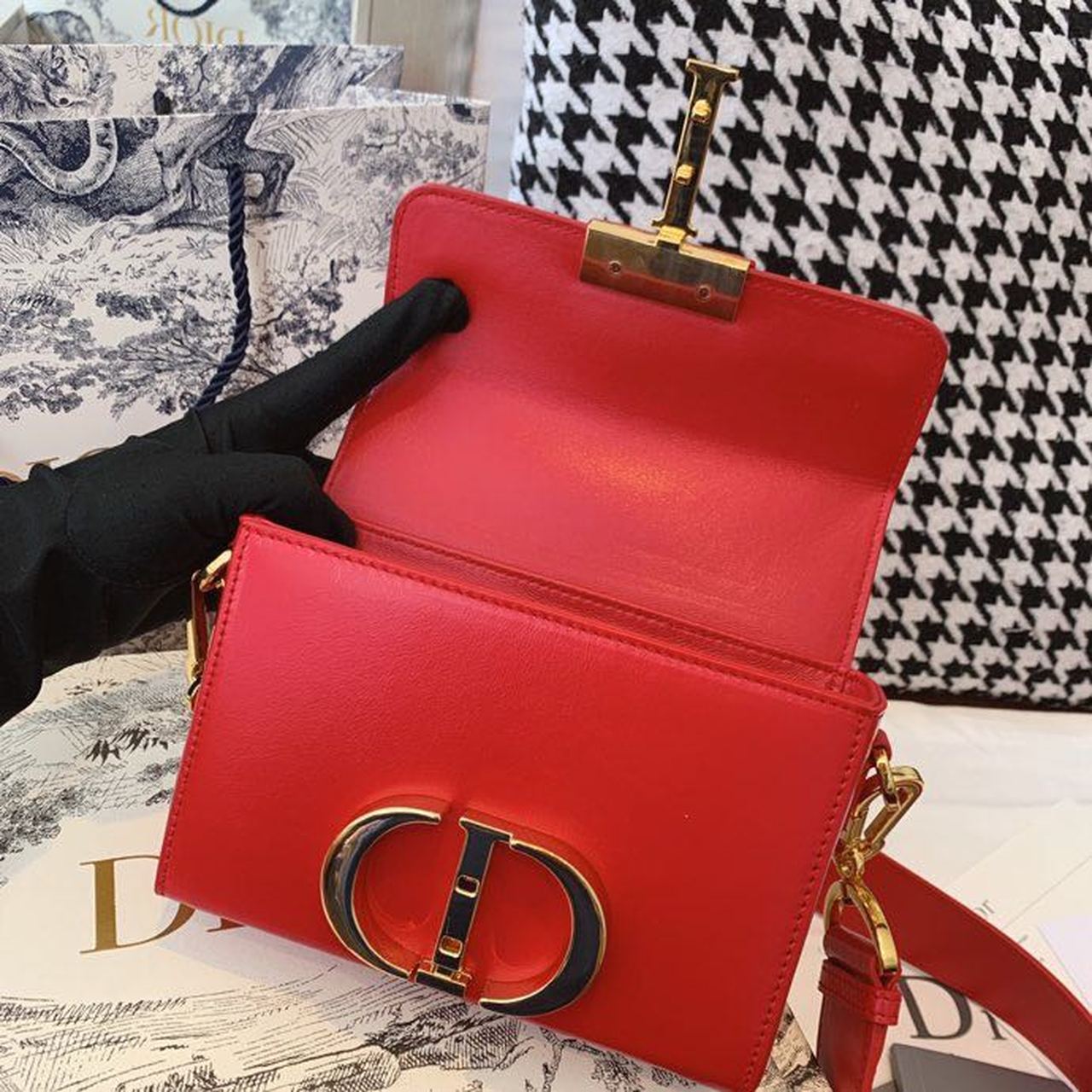 Top Quality Mini 30 Montaigne Bag Gold Toned Hardware Red For Women 18cm/7in CD