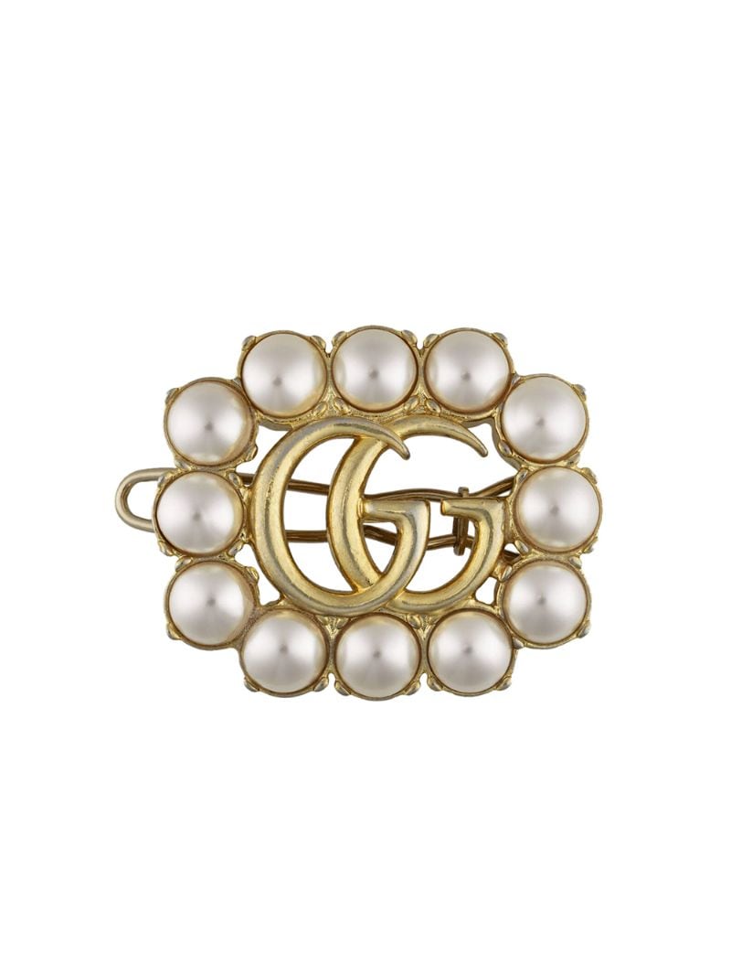 Gucci - pearl double G hair slide - men - metal/Pearl - One Size - 8490 Undefined