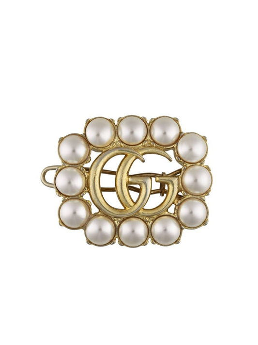 Gucci - pearl double G hair slide - men - metal/Pearl - One Size - 8490 Undefined