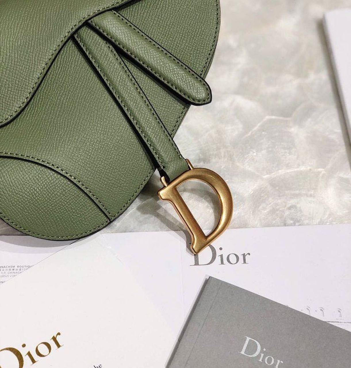 Top Quality Saddle Bag Cedar Green Grained Canvas Spring For Women 20cm/8in CD