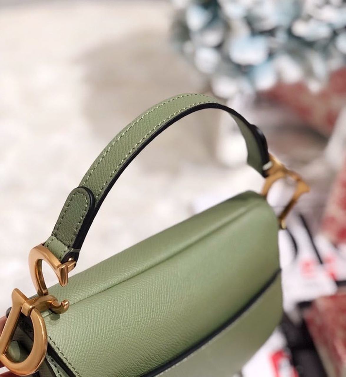 Top Quality Saddle Bag Cedar Green Grained Canvas Spring For Women 20cm/8in CD