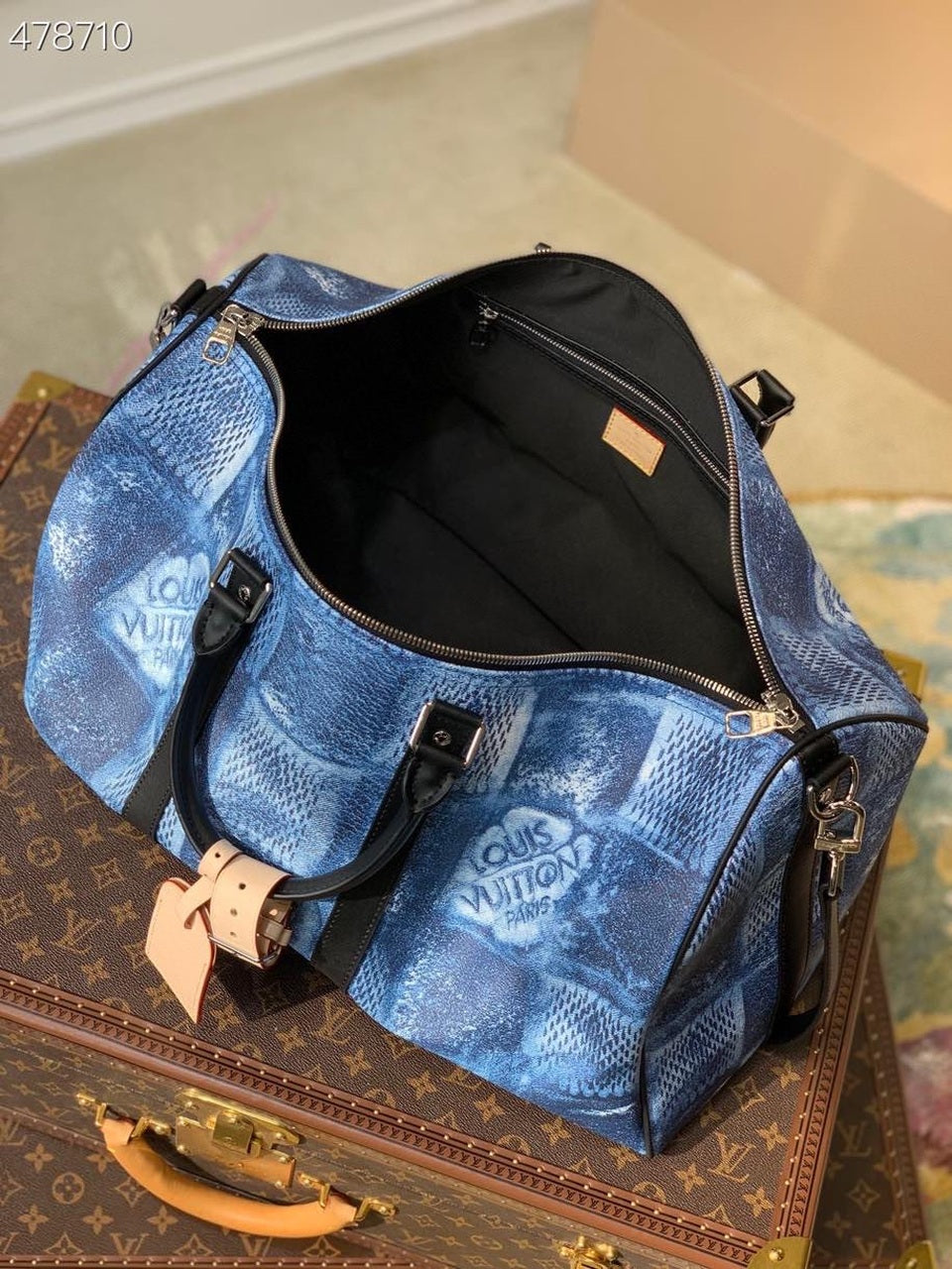 Top Quality Keepall Bandouliere 50 Damier Salt Canvas Ocean Blue For Men, Bags, Travel Bags 19.7in/50cm Top Quality N50059