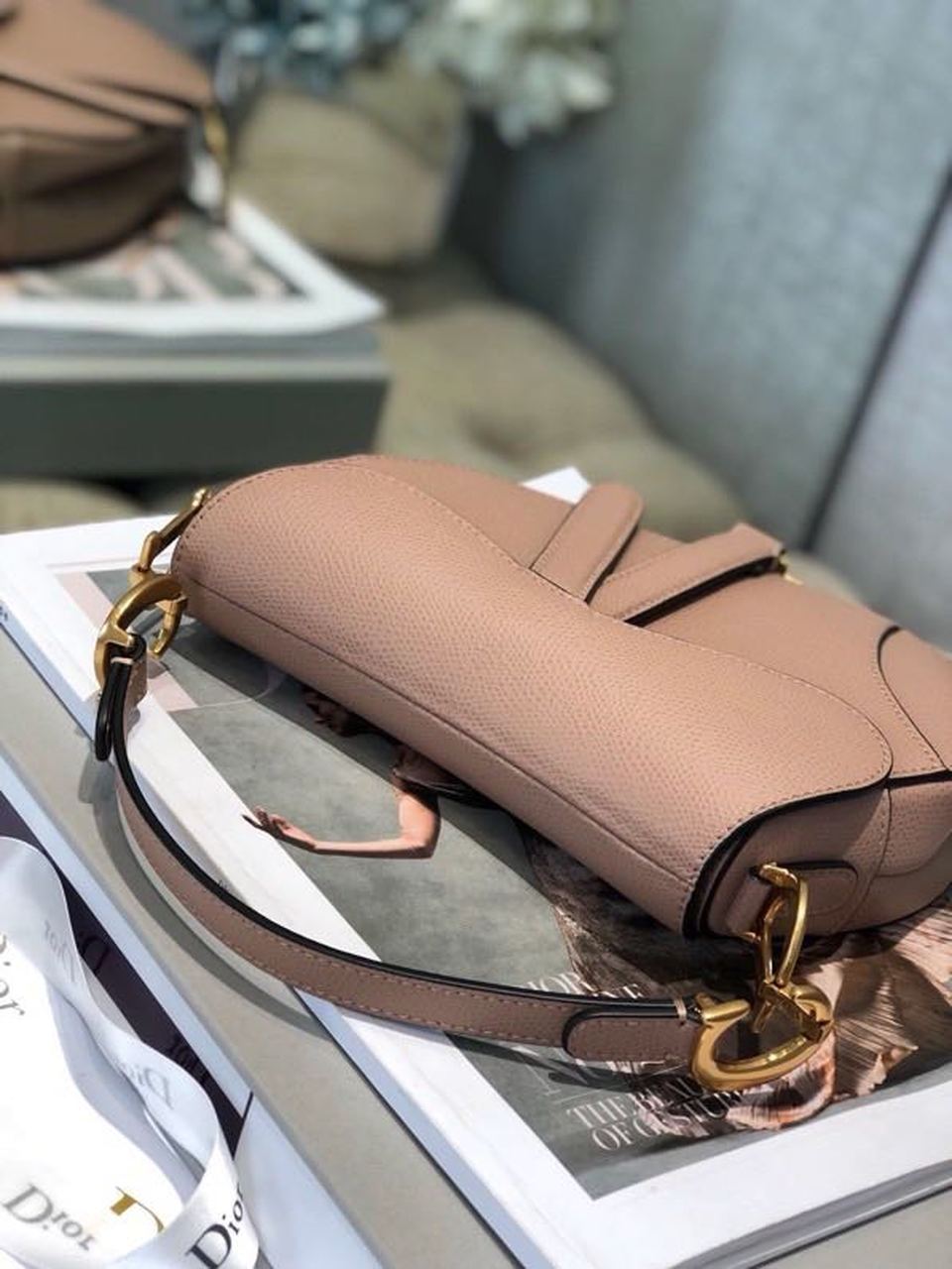 Top Quality Saddle Bag Blush Grained For Women, Women’s Bags 19.5cm/7.6in CD