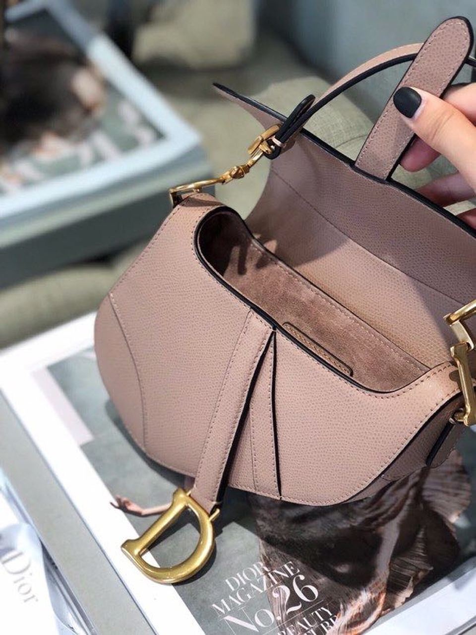 Top Quality Saddle Bag Blush Grained For Women, Women’s Bags 19.5cm/7.6in CD