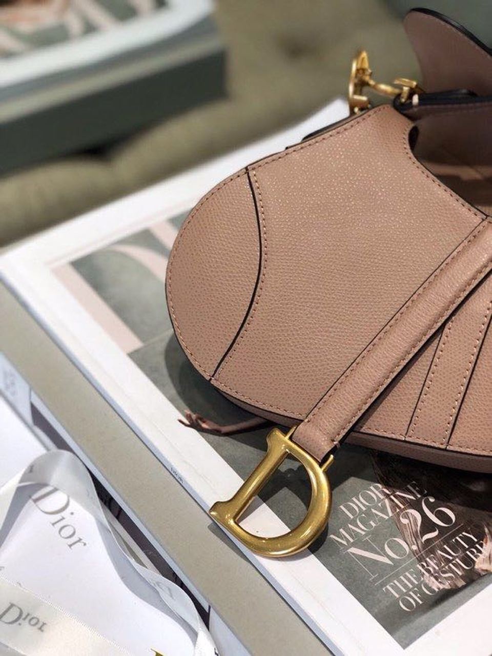 Top Quality Saddle Bag Blush Grained For Women, Women’s Bags 19.5cm/7.6in CD