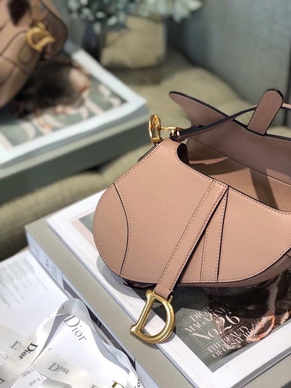 Top Quality Saddle Bag Blush Grained For Women, Women’s Bags 19.5cm/7.6in CD