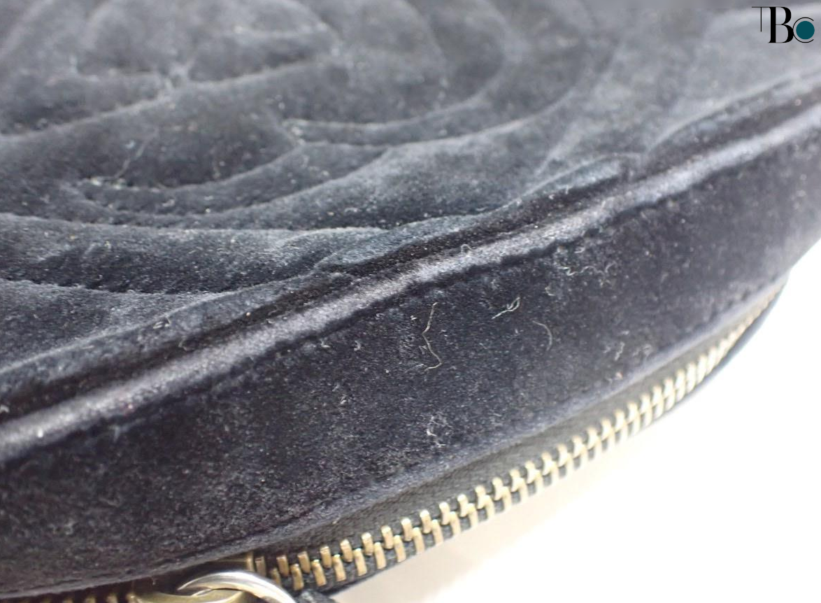 Gucci Gg Marmont Flap Bag Crystal Embellished Matelasse Velvet Black Velvet Shoulder Bag Bag ( )
