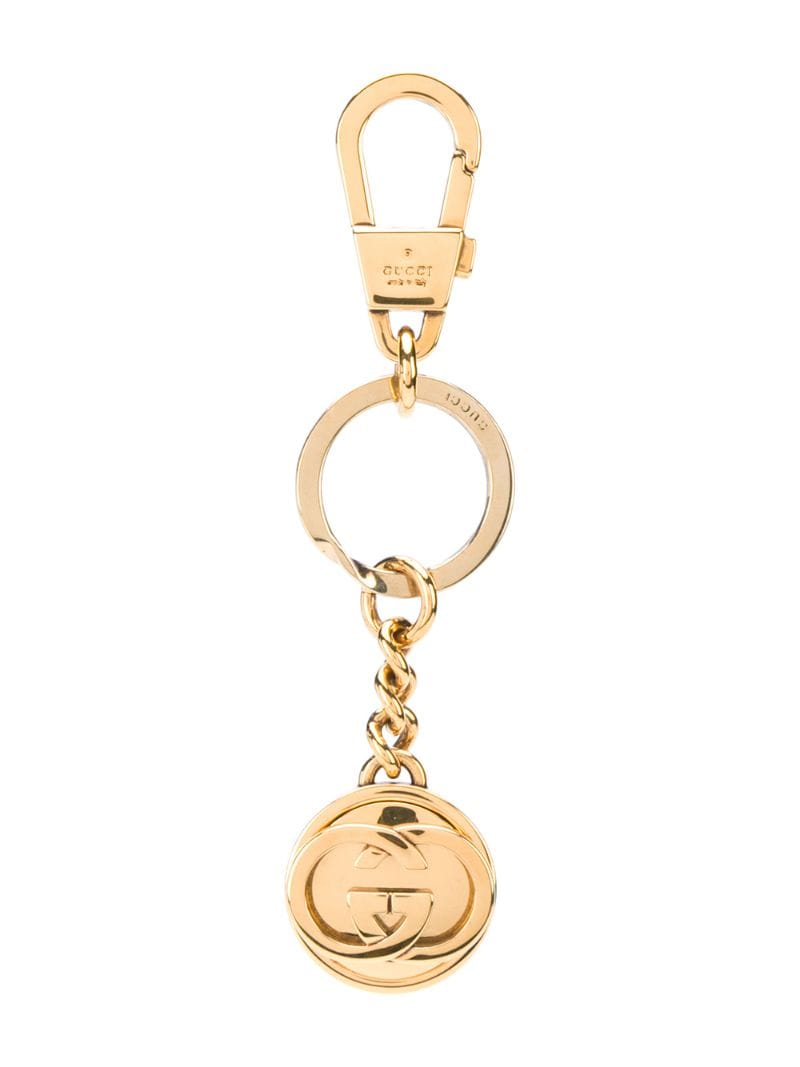 Gucci - engraved-logo keychain - men - Brass - One Size - GOLD