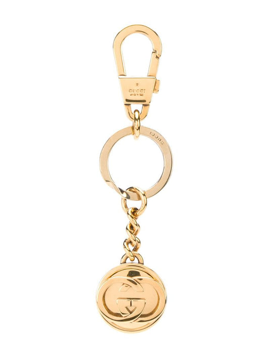 Gucci - engraved-logo keychain - men - Brass - One Size - GOLD